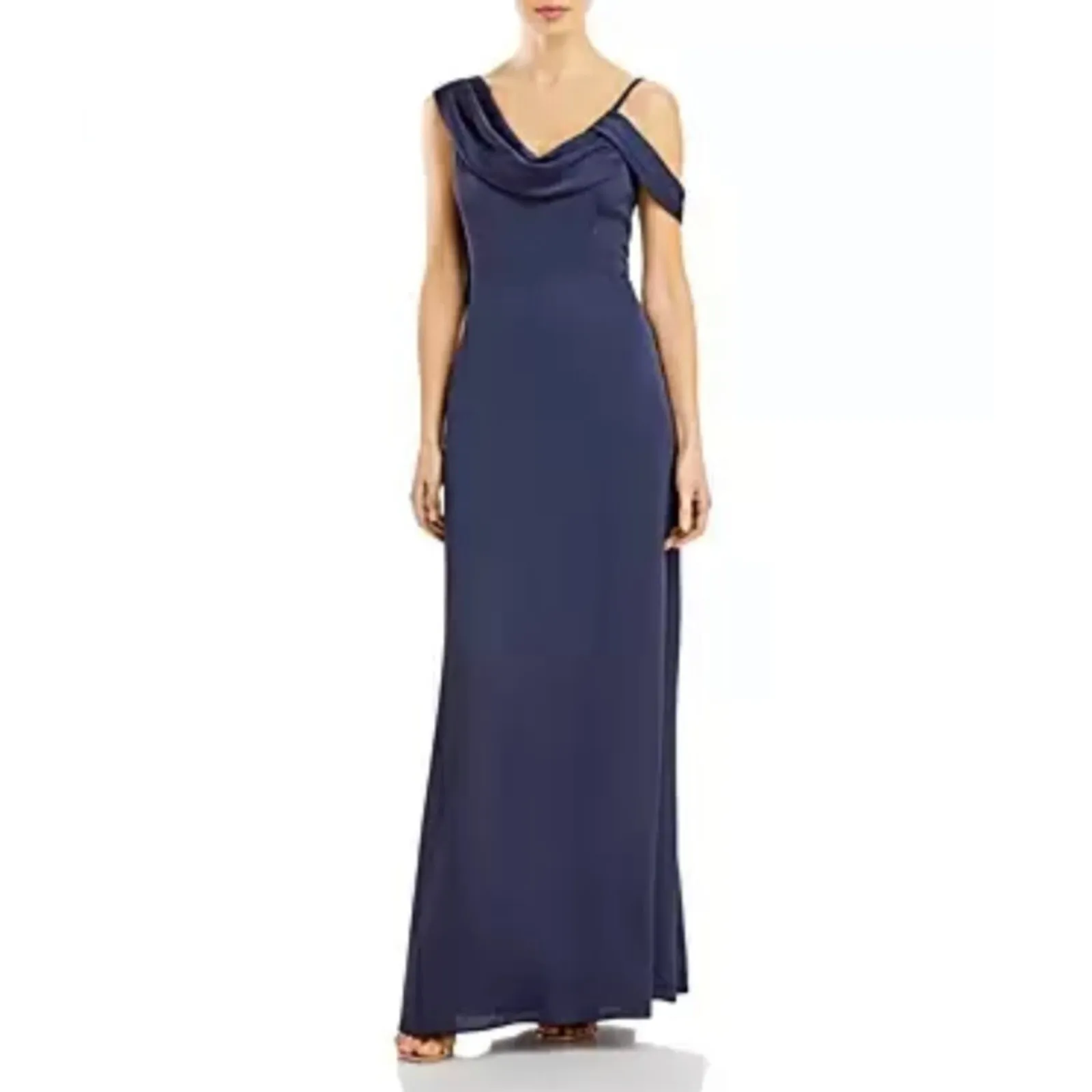AQUA One Shoulder Backless Long Evening Gown Blue Size 6 Formal Dress - Image 10