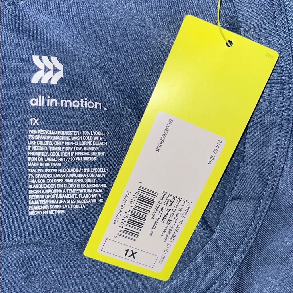 All in Motion NWT Size 1X Blue Cut-Out Back Long Sleeve Athletic Top - Image 4