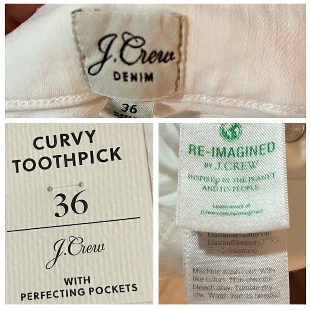 JCREW Curvy Toothpick White Jeans Skinny High Rise  36 (Size 22) - Image 10