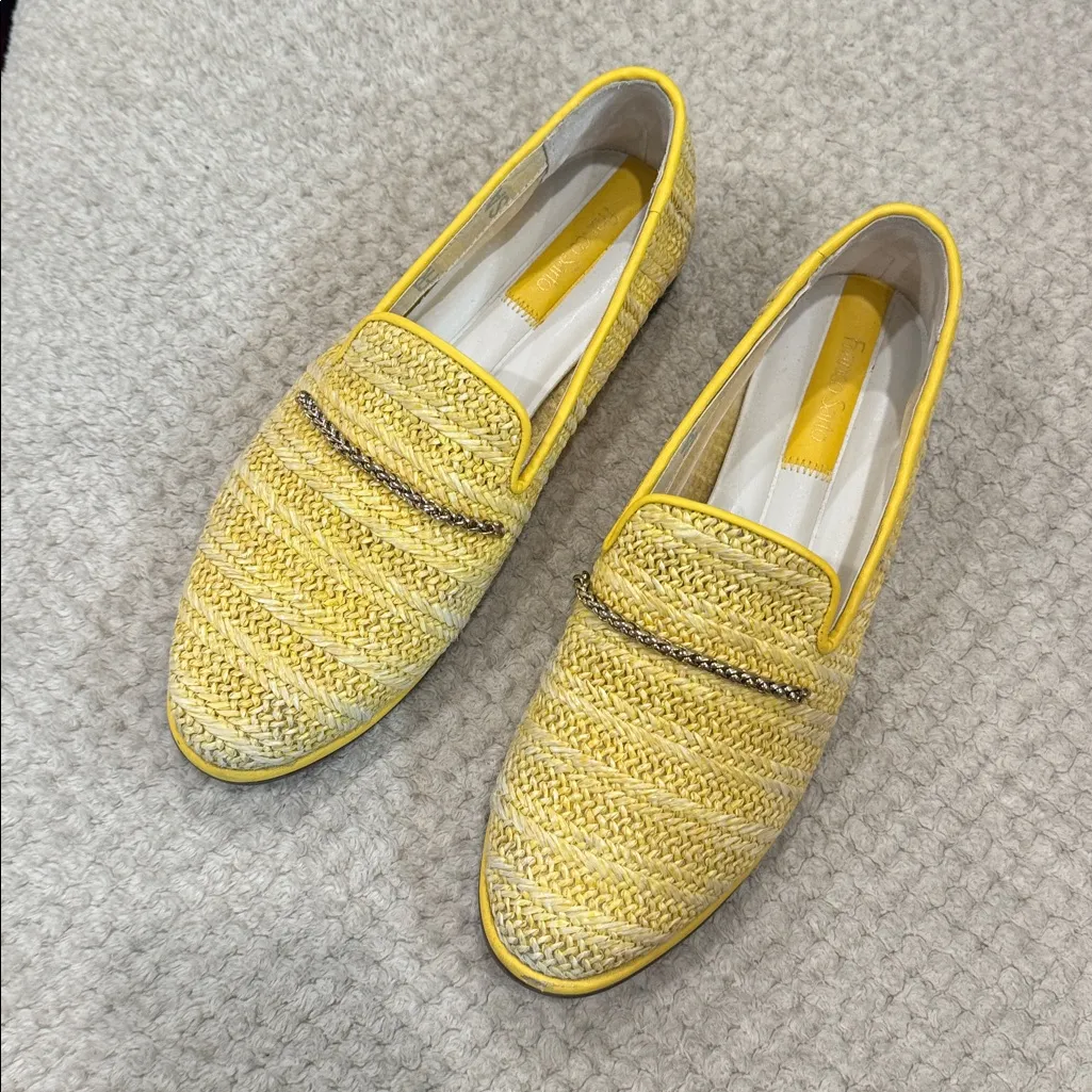 FRANCO SARTO Hanah yellow Raffia Slip On Round Toe Loafers Shoes 8 - Image 7