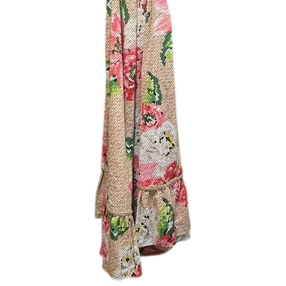 Farm Rio Floral Ruffle Beaded Tassels Belt Slip-On Dress Size XS - Image 14