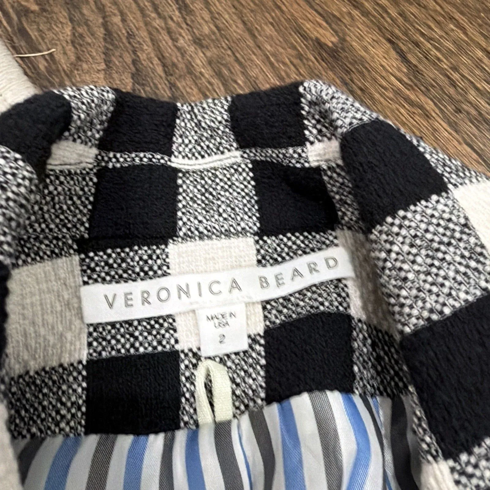 Veronica Beard Miller Black/White Check Dickey Blazer Jacket sz 2 - Image 4