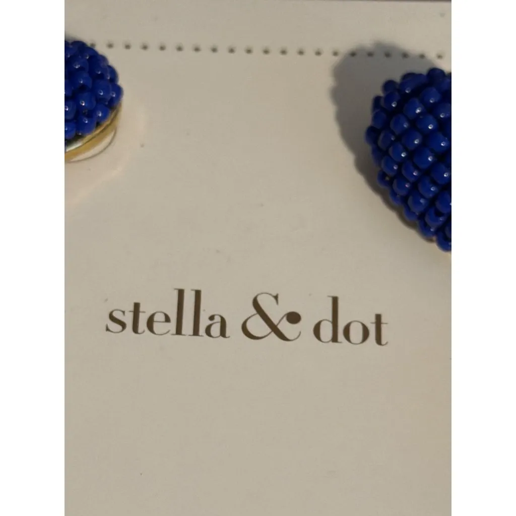 Stella & Dot Blue Ashton Beaded Tassel Statement Earrings 2.5" Long New on Card - Image 3