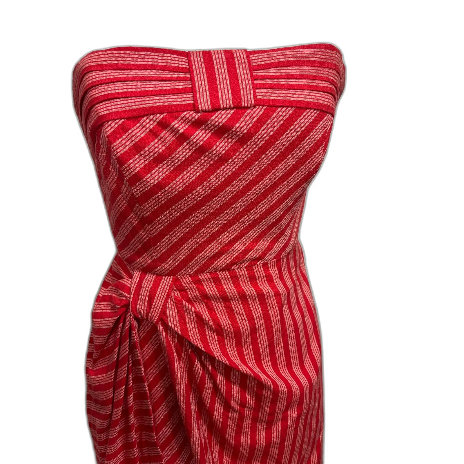 Anthropologie Lil Blazing Rays Red Striped Wrap Dress Sz 0 Classic Retro Preppy - Image 2
