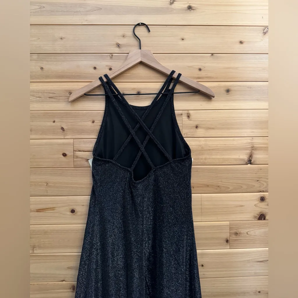 Vintage 90’s Maurice’s Small Shimmer Stretchy Racerback High Neck Maxi Gown - Image 9