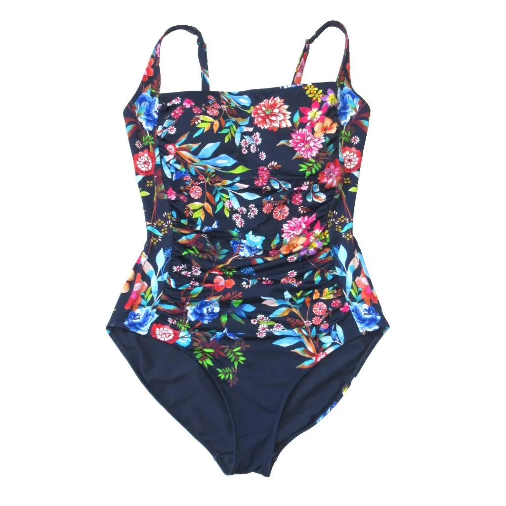 NWT Johnny Was Ocean Dreamer in Navy Floral Ruched One-piece Swimsuit 3X - Image 2
