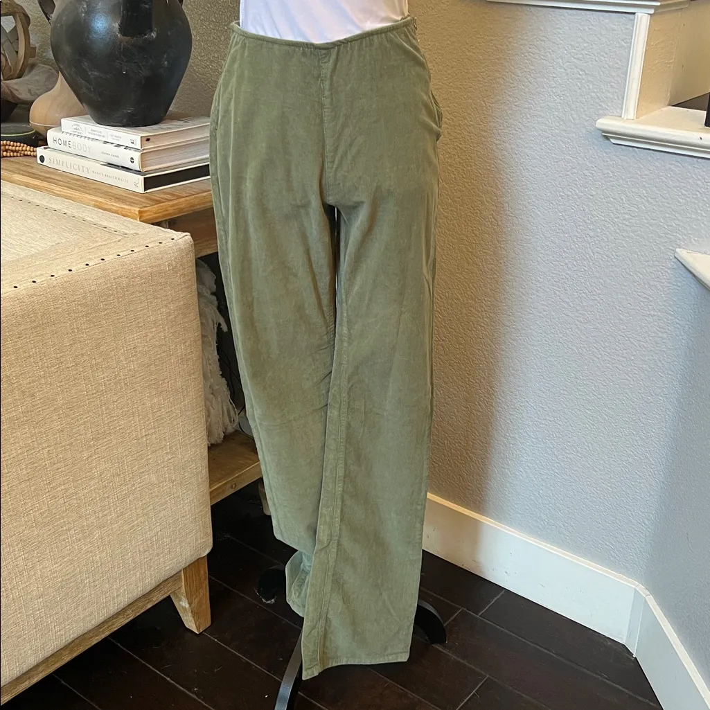 Free People Jenny High Rise Skinny Flare Pants Green Corduroy Size 28 - Image 3