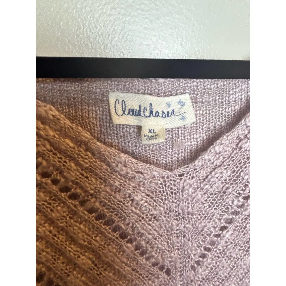 Cloud chaser V Neck Sweater Heathered Open Knit Cozy Layers - Image 4