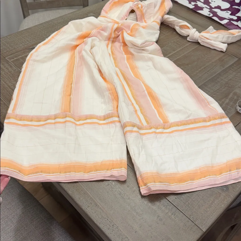 Amanda Uprichard Christie Striped Pastel Metallic Cut Out Jumpsuit NEW XS - Image 7