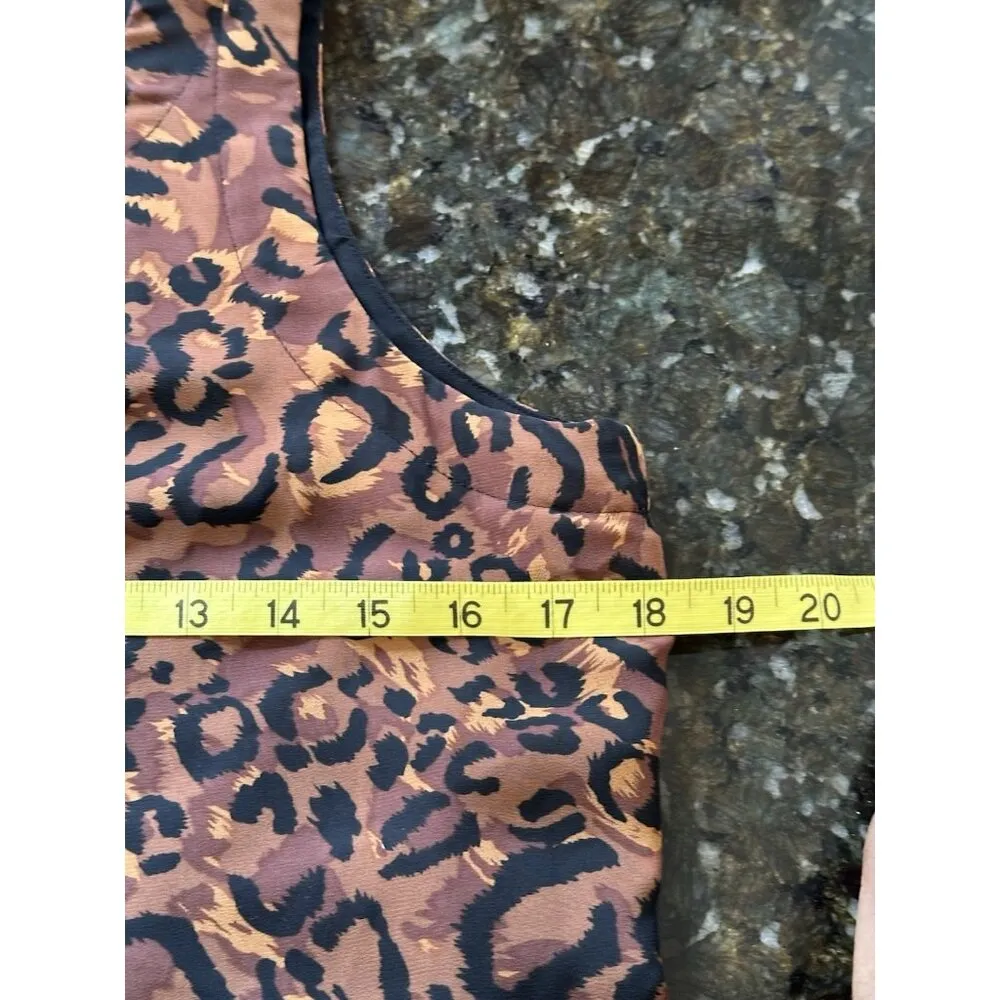 Jones New York Size 8P Leopard Print Dress Sleeveless A-Line Office Casual Basic - Image 3