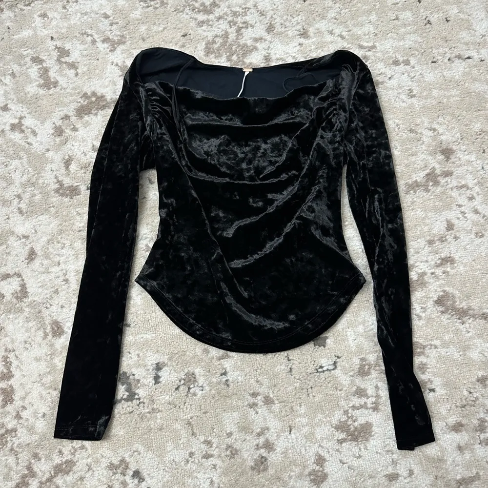 FREE PEOPLE PERFECT DATE COWLNECK TOP SIZE XS - Image 2