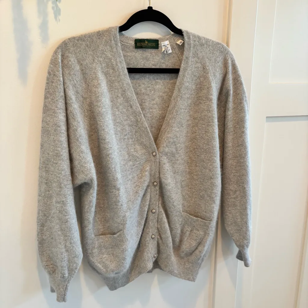 Boundary Water Vintage Made in Italy Angora Lambswool Blend Grey Cardigan M 28 Silver Size M - Image 3
