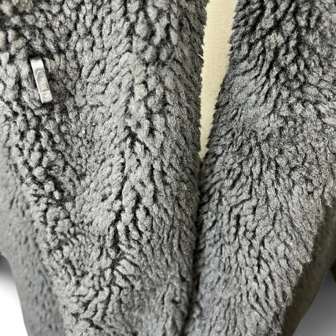 Lanshifei black teddy bear trench coat oversized winter chic minimalist cozy Size M - Image 8