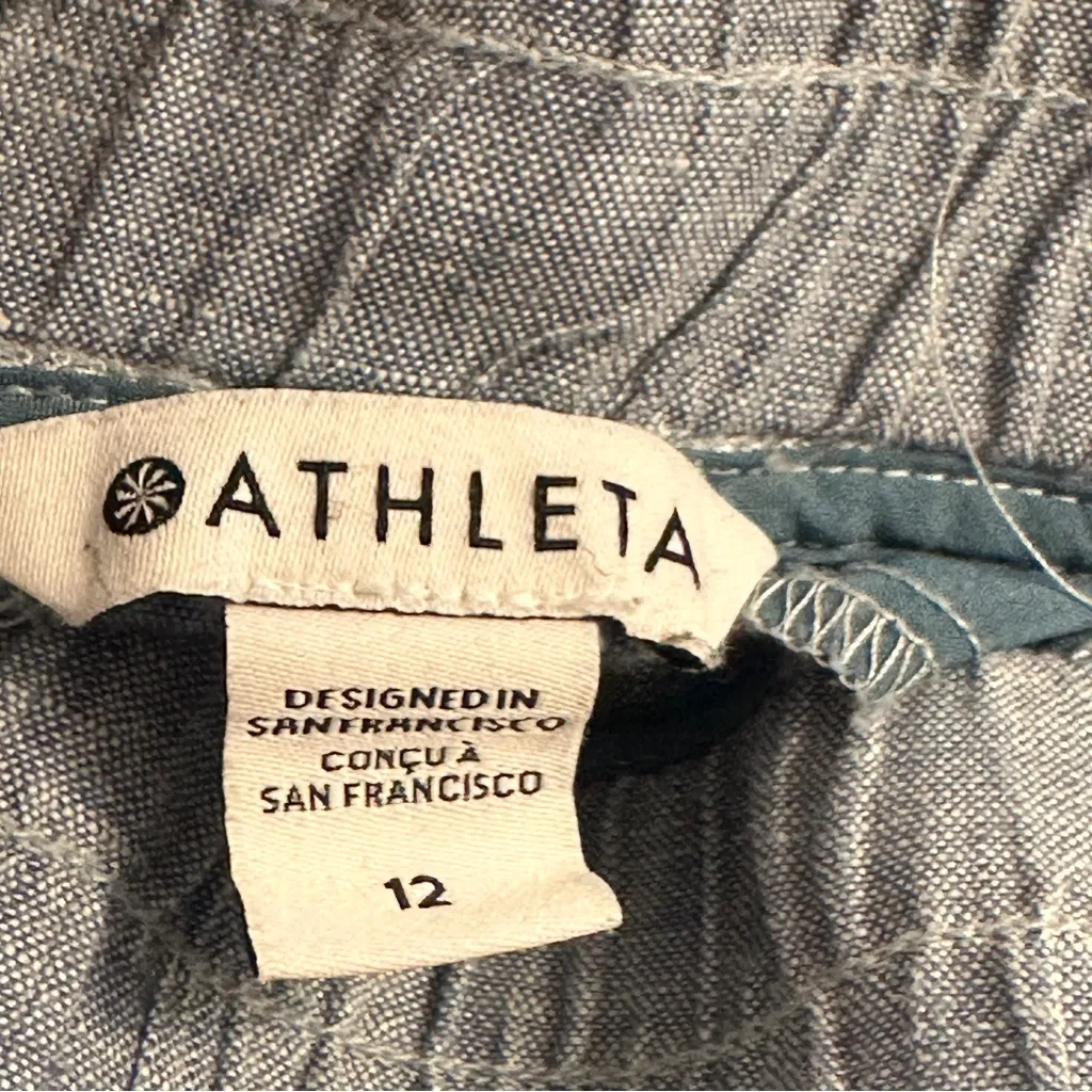 Athleta Blue Linen Drawstring pull on Pants size 12 - Image 7