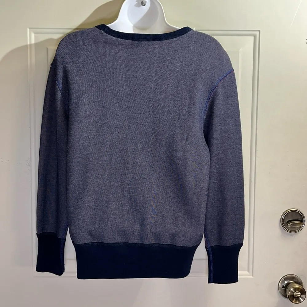 J Crew black label blue crush velvet beads silver Tinsel fringe pullover  top s - Image 2