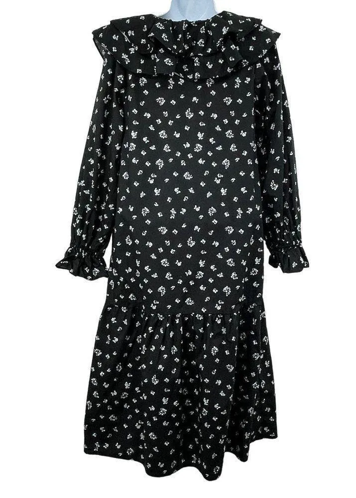 Who What Wear Floral Ruffle Collar Midi Prairie Cottagecore Long Sleeve Dress - Image 44