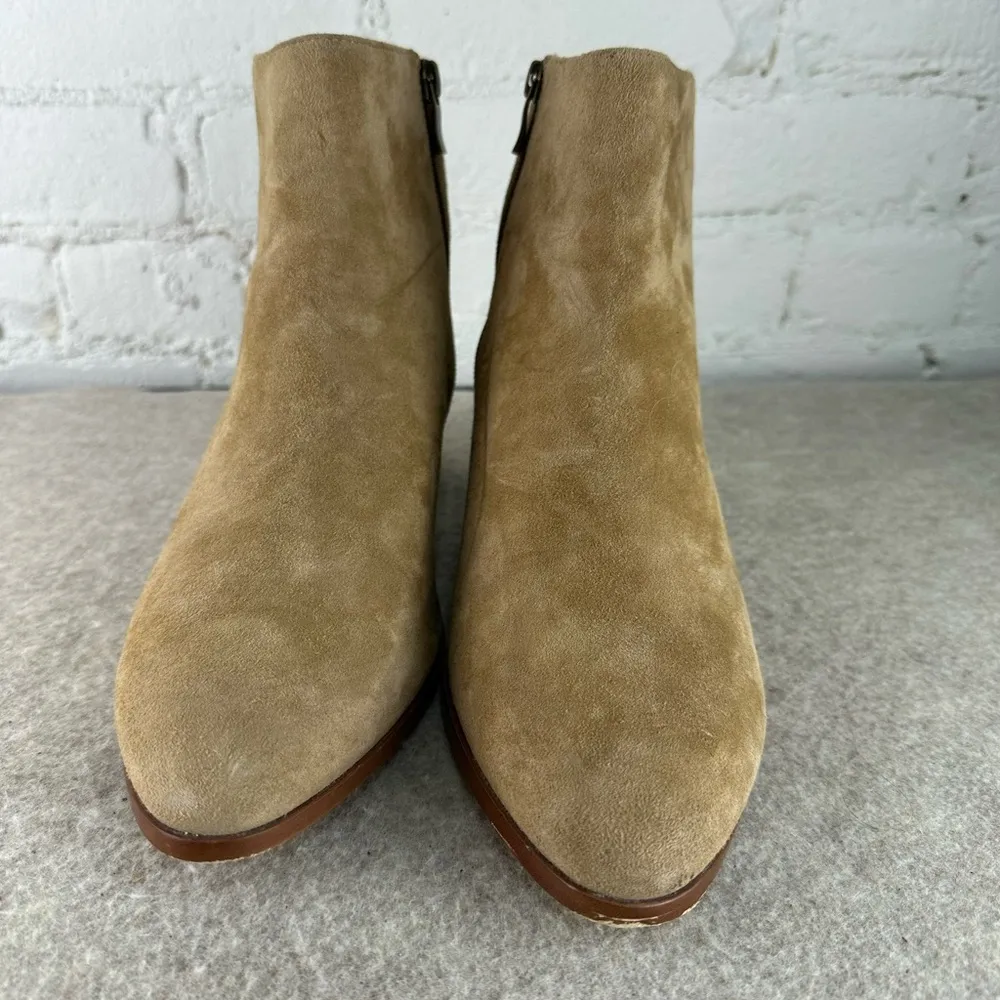 J.Crew  Walker Side Zip Tan Suede Leather Booties Women’s Size 8.5 - Image 4