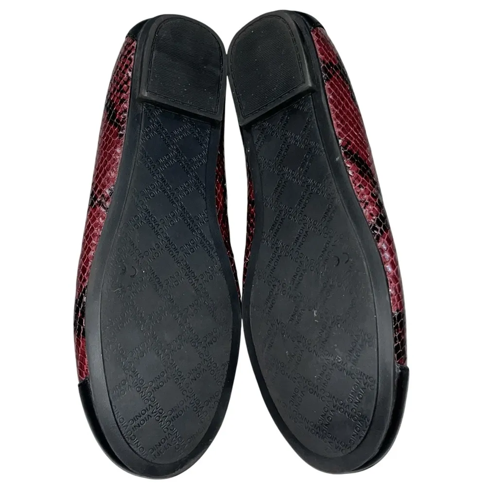 Vionic Spark Minna Boa Snake Print Ballet Flats in Wine & Black Colors size 7.5 - Image 9