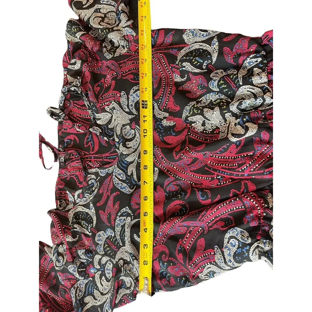 BeBop Pullover Sheer Line 3/4 Elastic Cuff & Waist A-line Vneck Paisley Dress S - Image 7