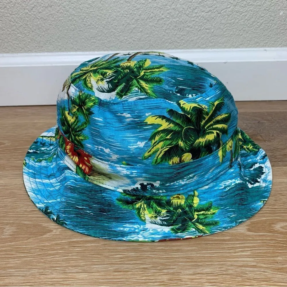 Premier Fits Blue Floral Hawaiian Summer Bucket Hat - Image 4