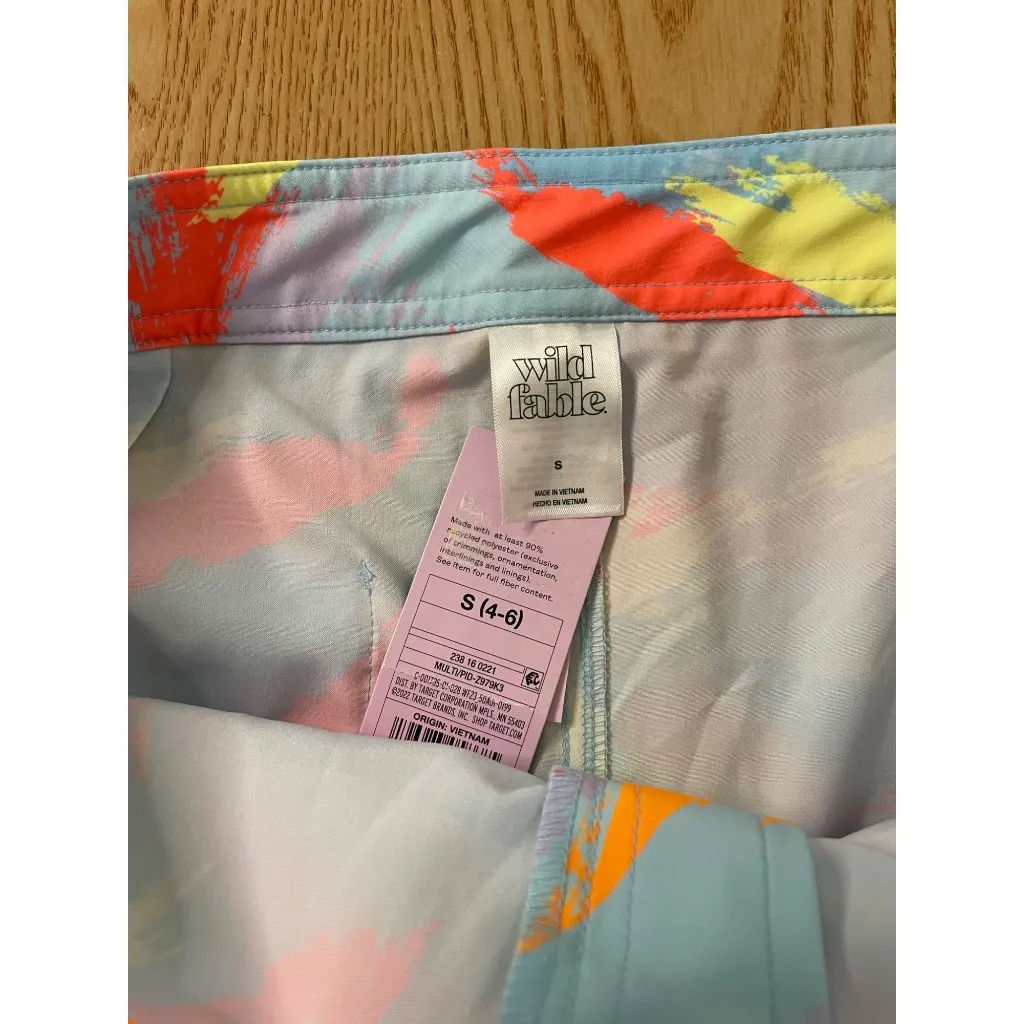 B11 New Women’s Wild Fable Swim Trunks Light Blue Neon Pink Orange Yellow Small - Image 3