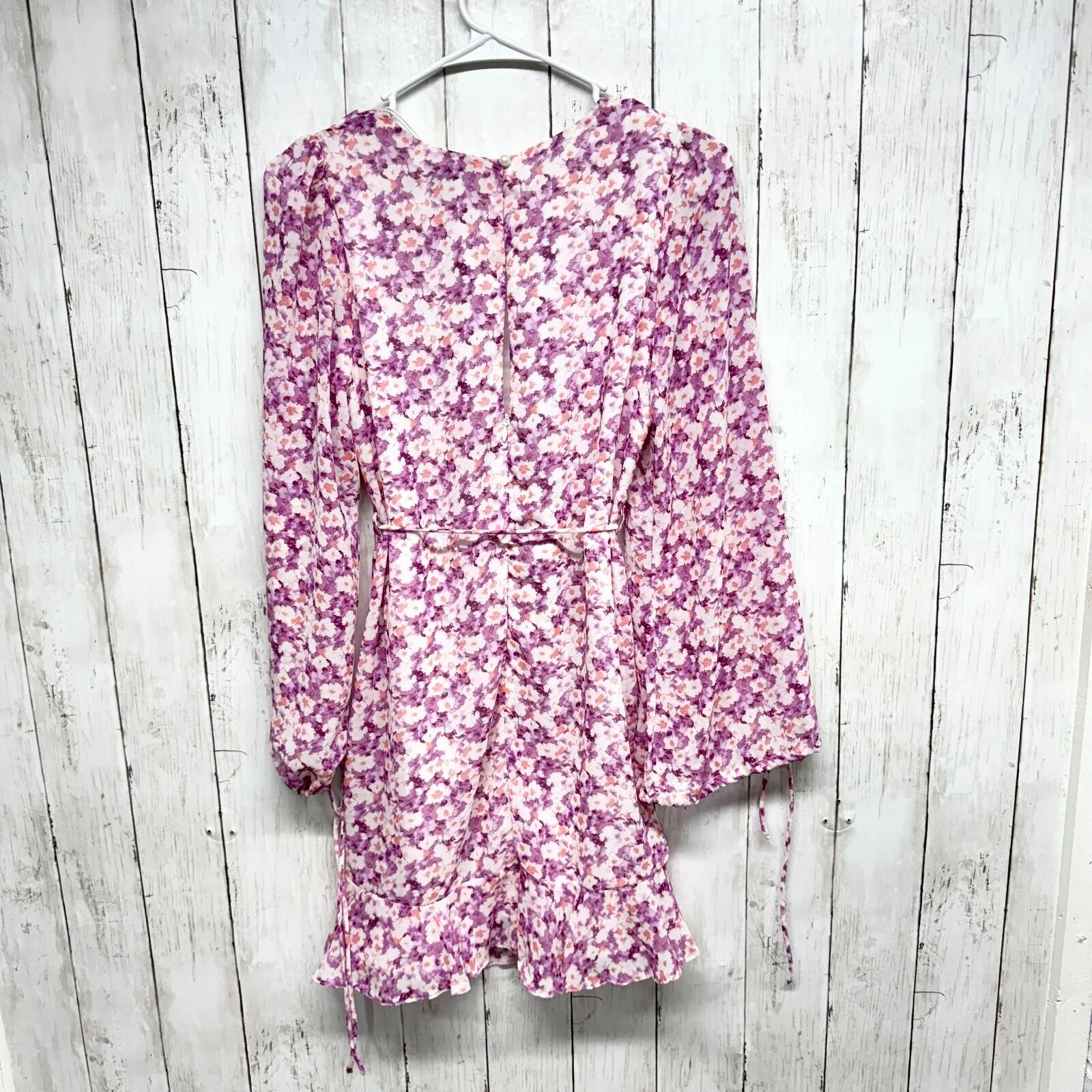 Petal + Pup Dress Women Size 2 Paige Purple Mini Flared Sleeve Floral Fit Flare - Image 6