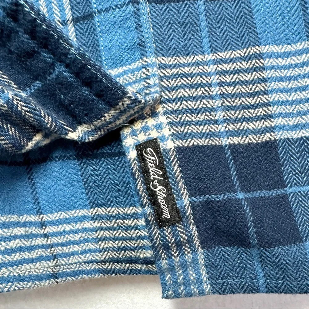 Field & Stream Ladies Flannel Shirt 3XL Blue 100% Cotton Button Up Plaid - Image 3
