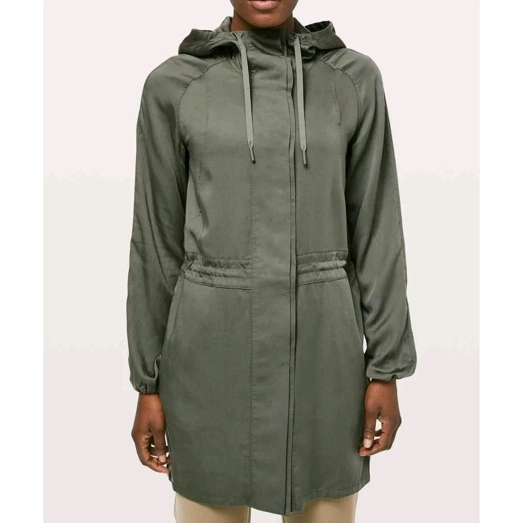 Lululemon City Stroll Women's Jacket Size 6 Green Full Button Snap Cinch Waist - Image 8