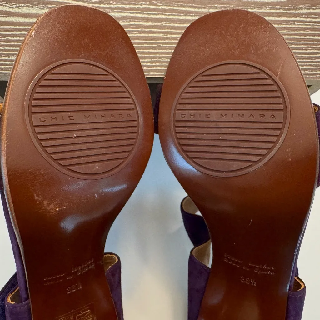 Chie Mihara Purple Sandal Heels EU 38.5 US 8.5 Block Heel Leather Anthropologie Size 7.5 - Image 12