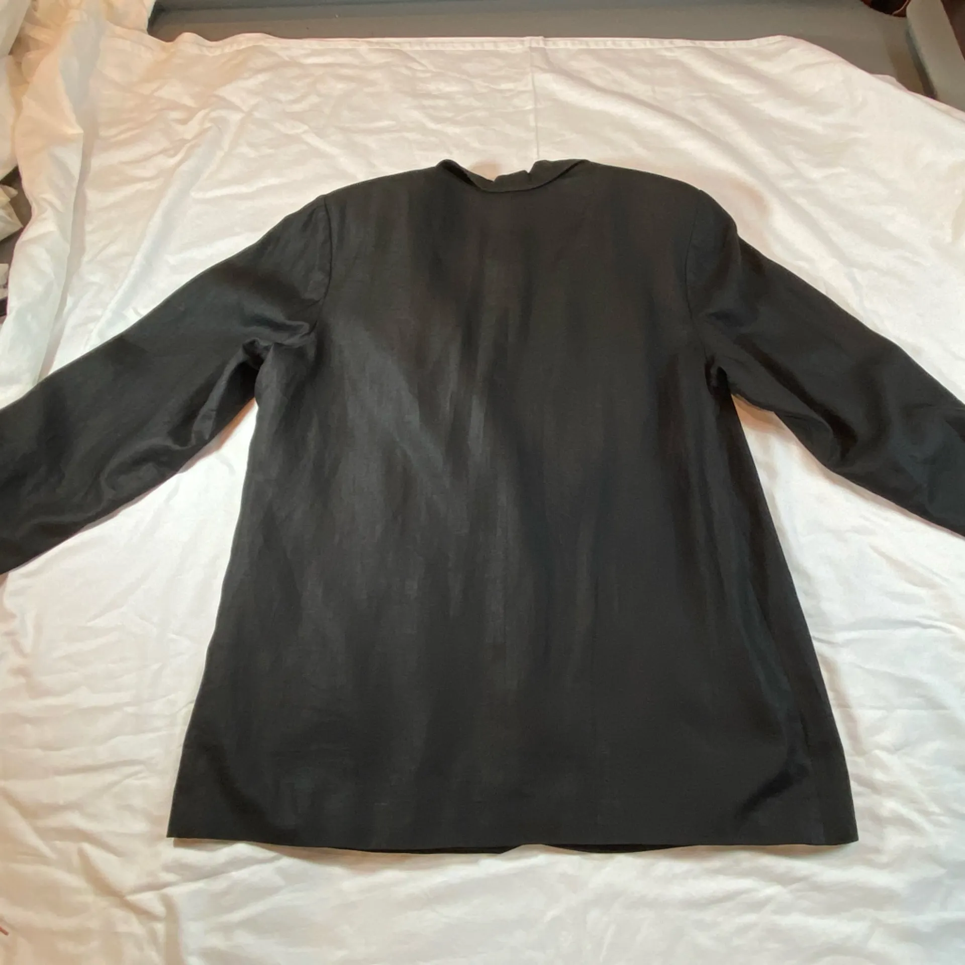 August Silk Bloomingdales Linen Blazer Black Lined size 18‎ - Image 2