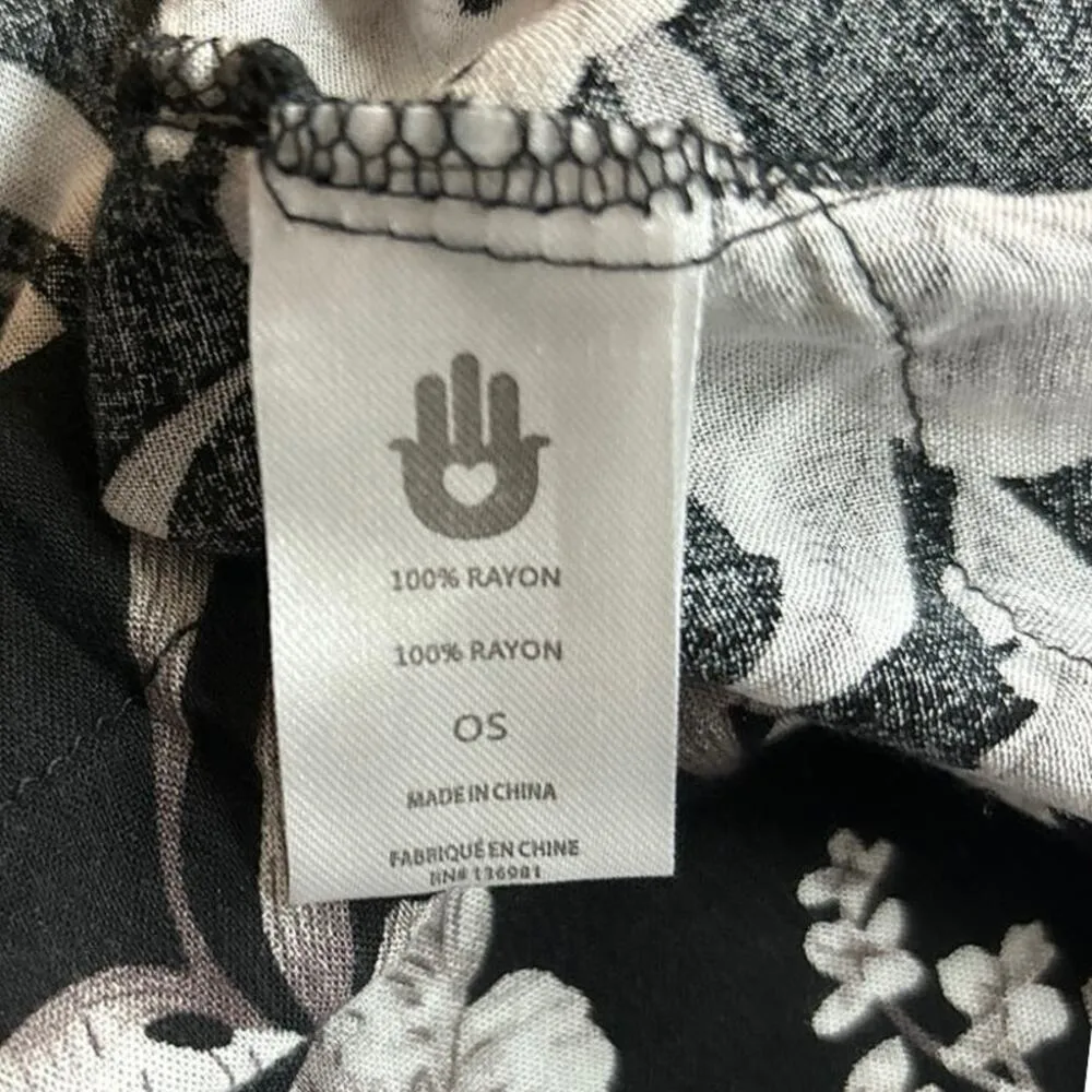 Spiritual Gangster Black Floral Tie Front Kimono Robe Swimwear Cover Up One Size - Image 7