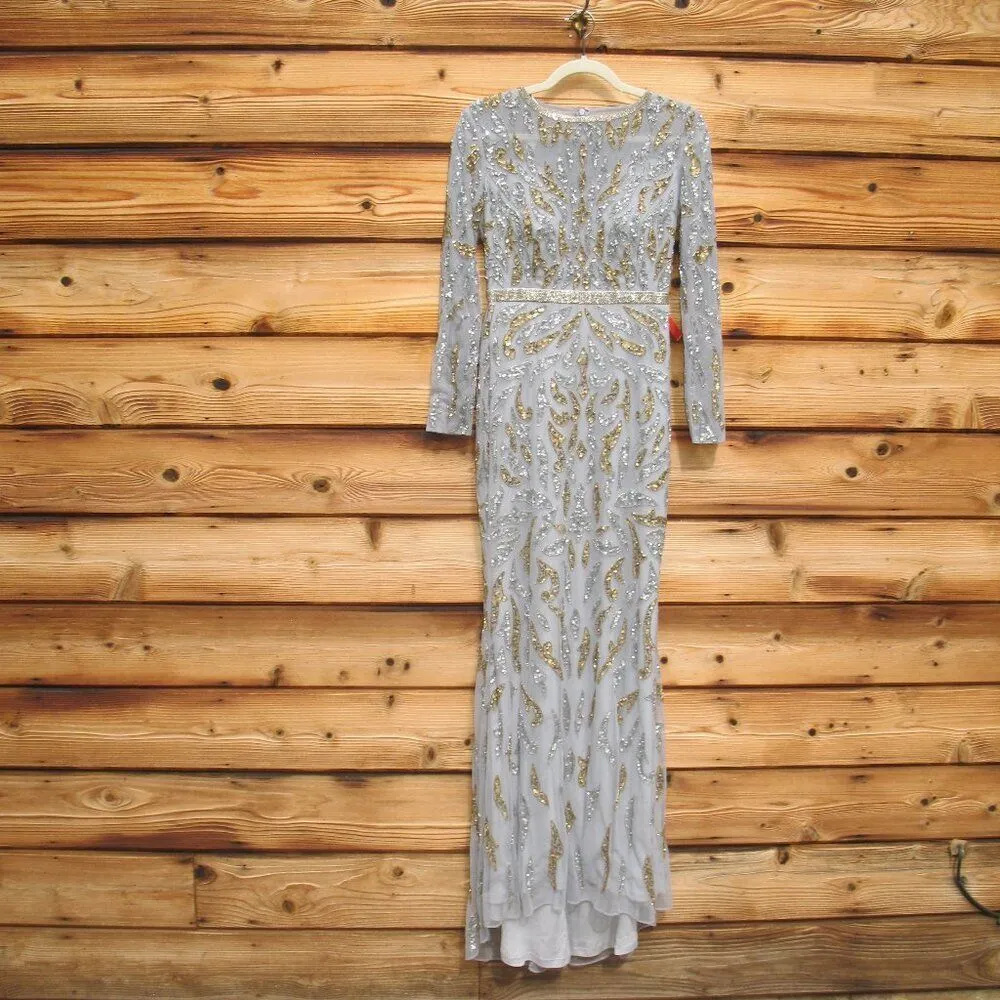 MAC DUGGAL 5124  Beaded Long Sleeve Evening Gown Dress - Image 6