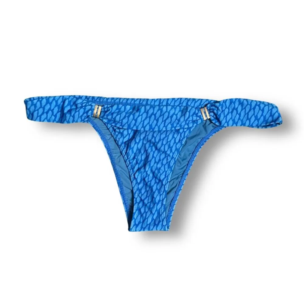 ViX XL Blue Polyamide Bia Tube Bikini Bottom 24K Gold Accents Full Coverage NWT - Image 4