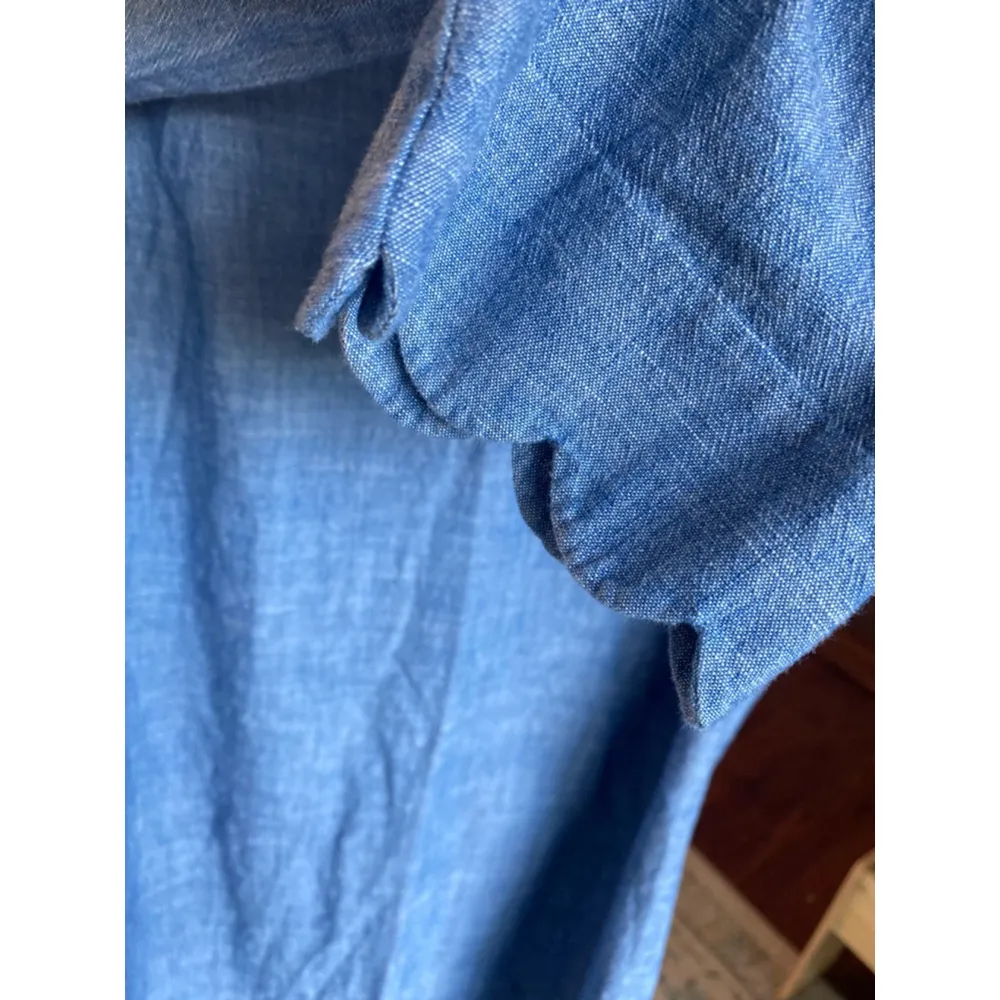 J. by J.Crew Dress Scallop Cuff Indigo Cotton Classic Feminine Spring Summer - Image 5