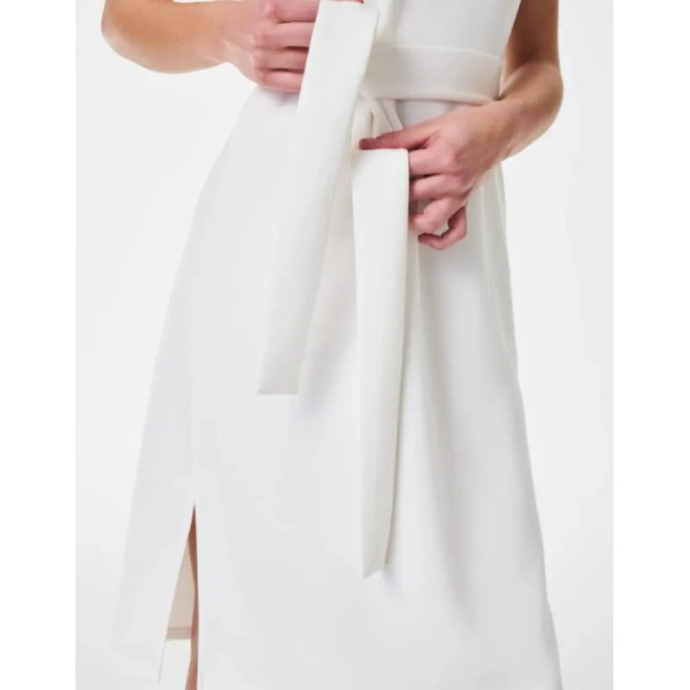 Spanx AirEssentials Sleeveless Tie-Waist Tank Dress Powder Ivory Office Cocktail - Image 3