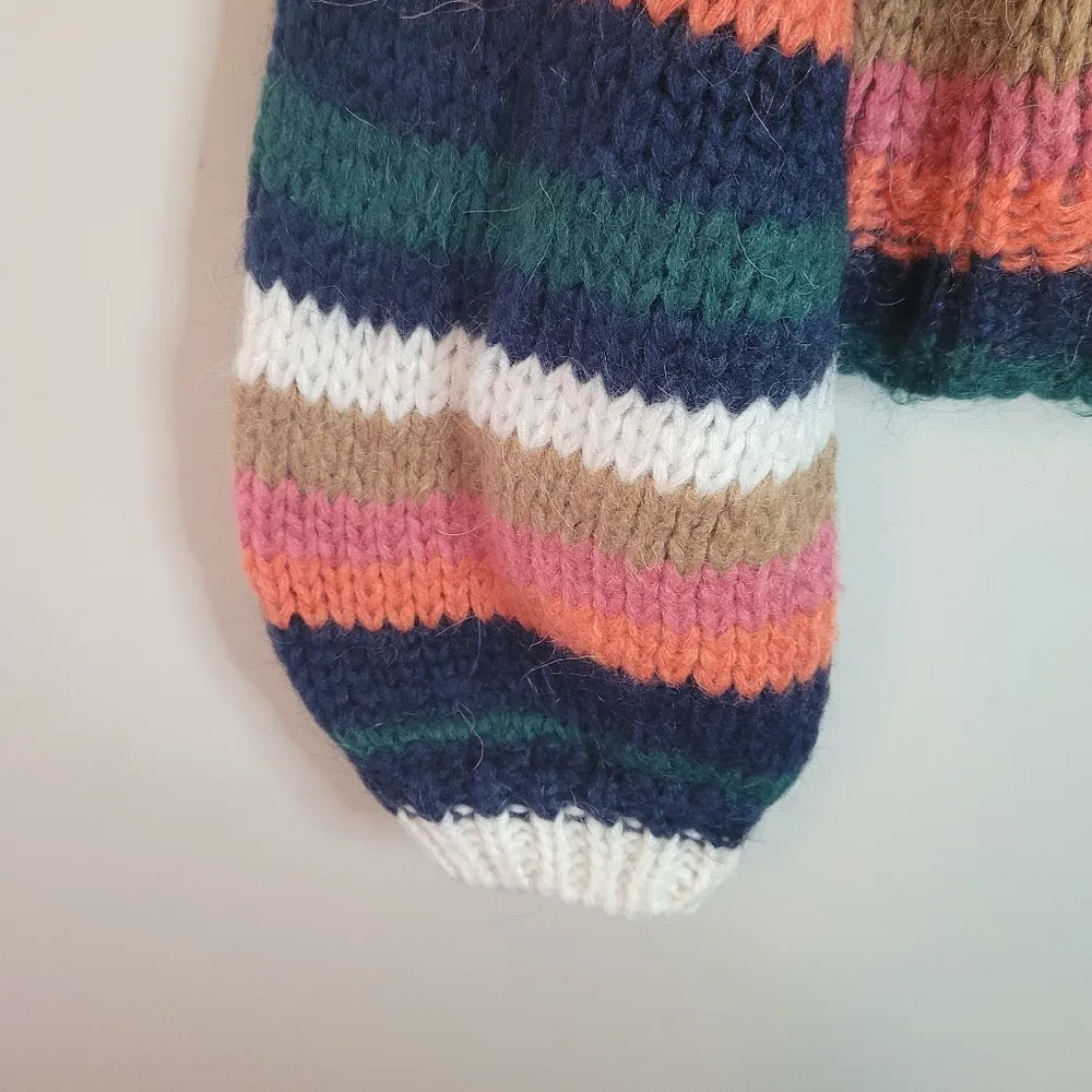 Zara Knit Muli-Color Striped Mohair Blend Cropped Sweater - Image 3