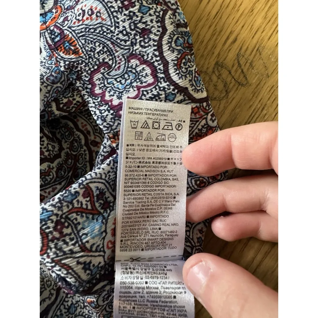 Gap Ruffle Sleeve Top Women Sz‎ XS Paisley Polyester Lightweight Colorful Preppy - Image 10