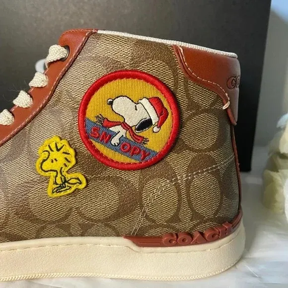 Coach  X Peanuts Clip High Top Sneaker In Signature Canvas With Patches CF163 - Image 6