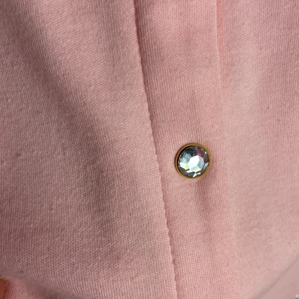 Quacker Factory 1X Snap Down Shirt Embroidered Rinestones Pink Bike Short Sleeve - Image 7