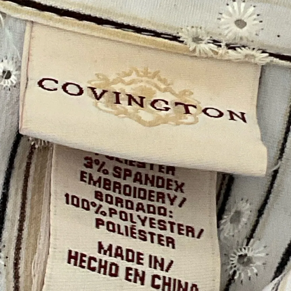 Covington Striped Button-Up Women's Top W/short Tulip Sleeve. Size XL EUC - Image 5