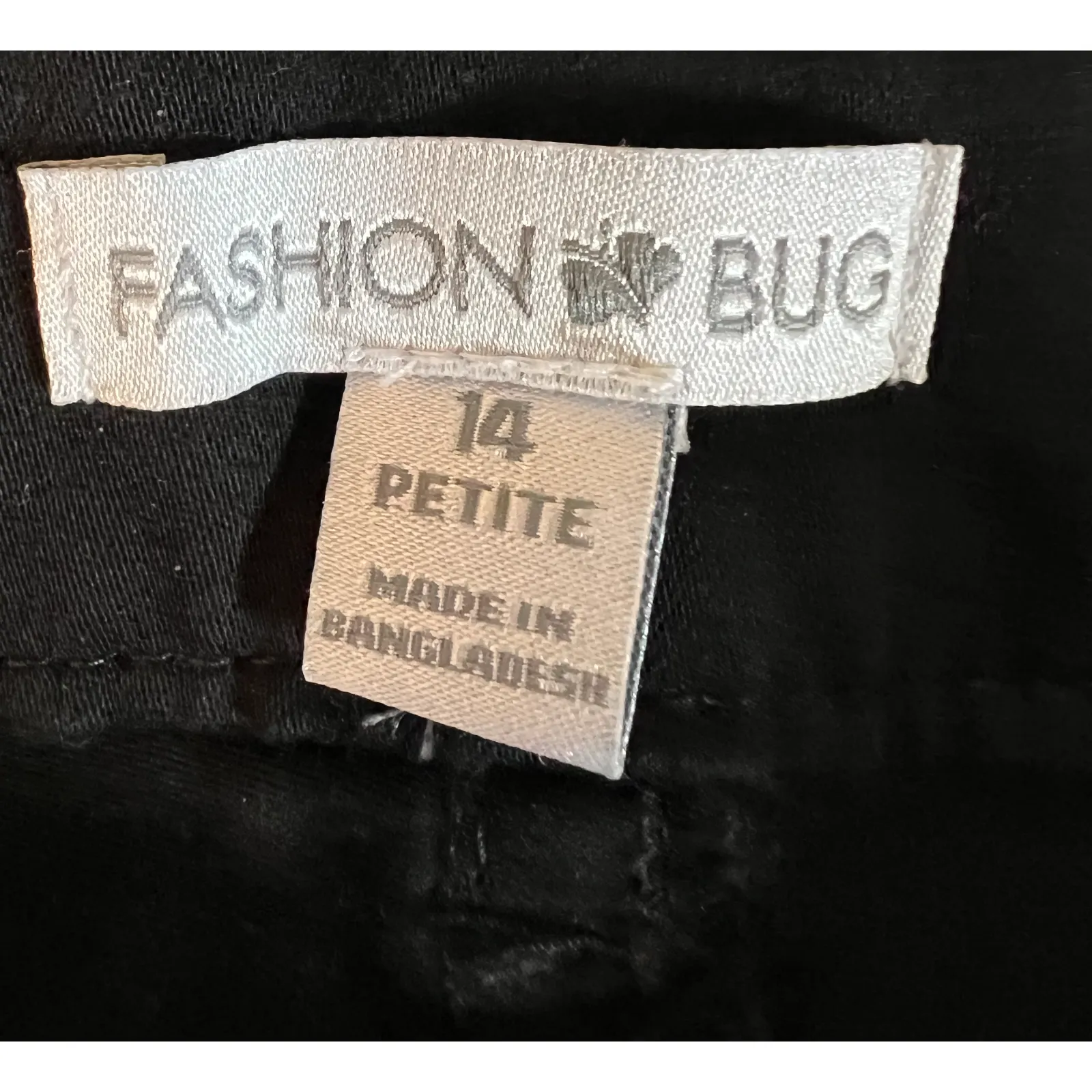 FASHION BUG Womens Pants Size 14P Black Twill Bootcut Pockets Stretch Casual - Image 2