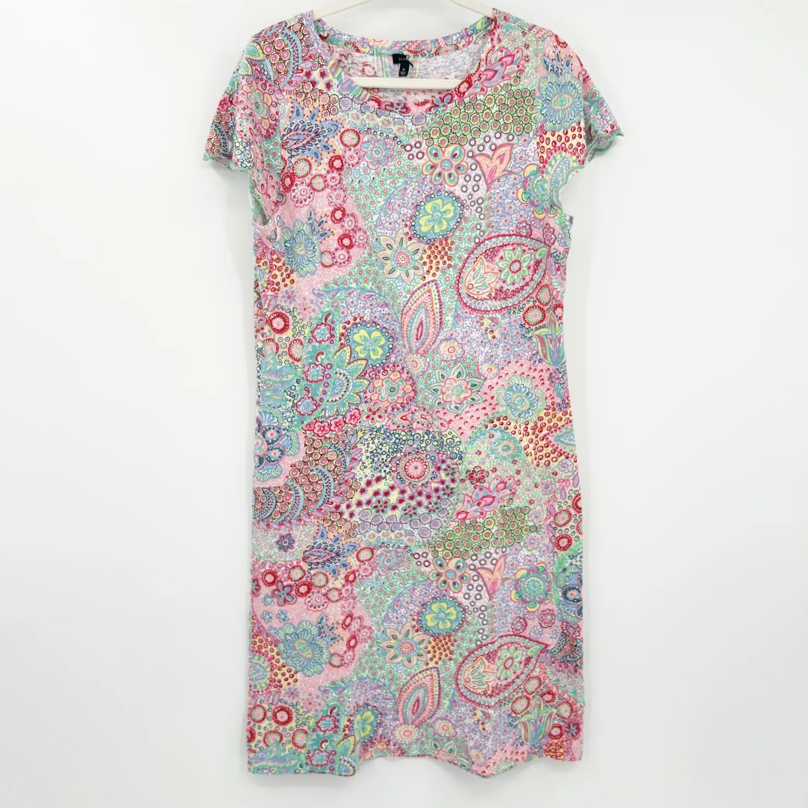 Talbots Womens Retro‎ Paisley Print Cotton T-Shirt Shift Dress Size M Multicolor - Image 2