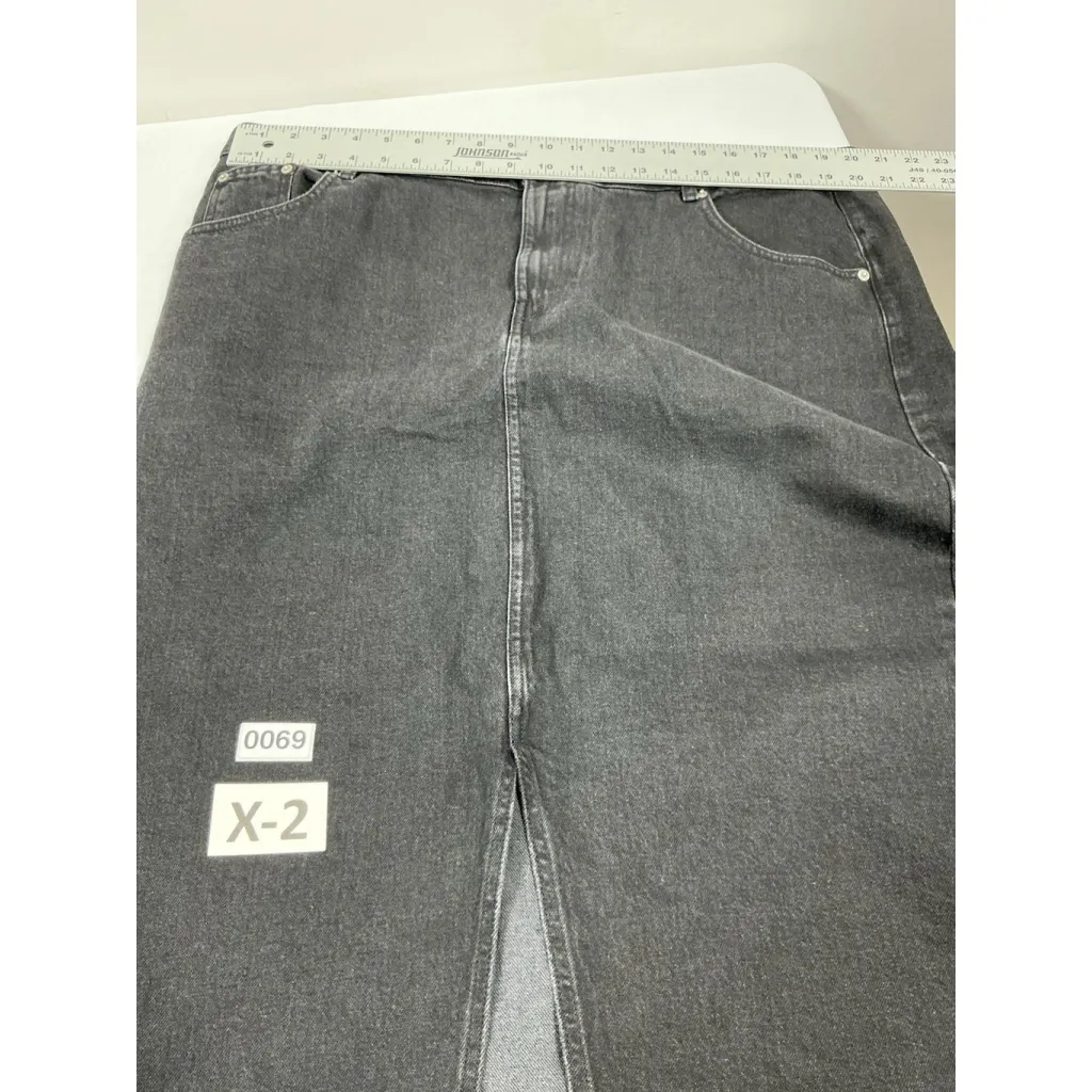 Womans Excellent Cond. Asos Design Long Jean Skirt 16 Curve Black Slit 0069/X-2 - Image 6