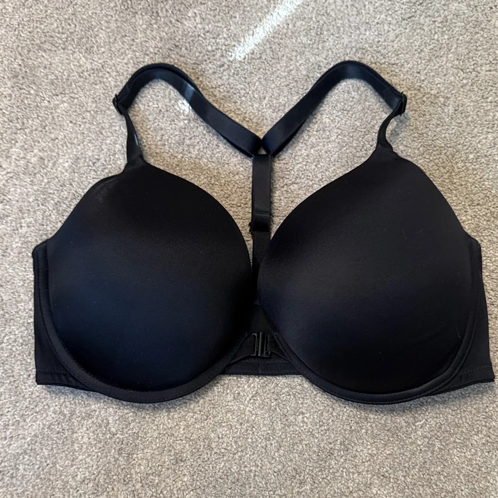 VS PINK Wear Every Where Black Front Close T Back Push Up Bra Size 34 DD - Image 3