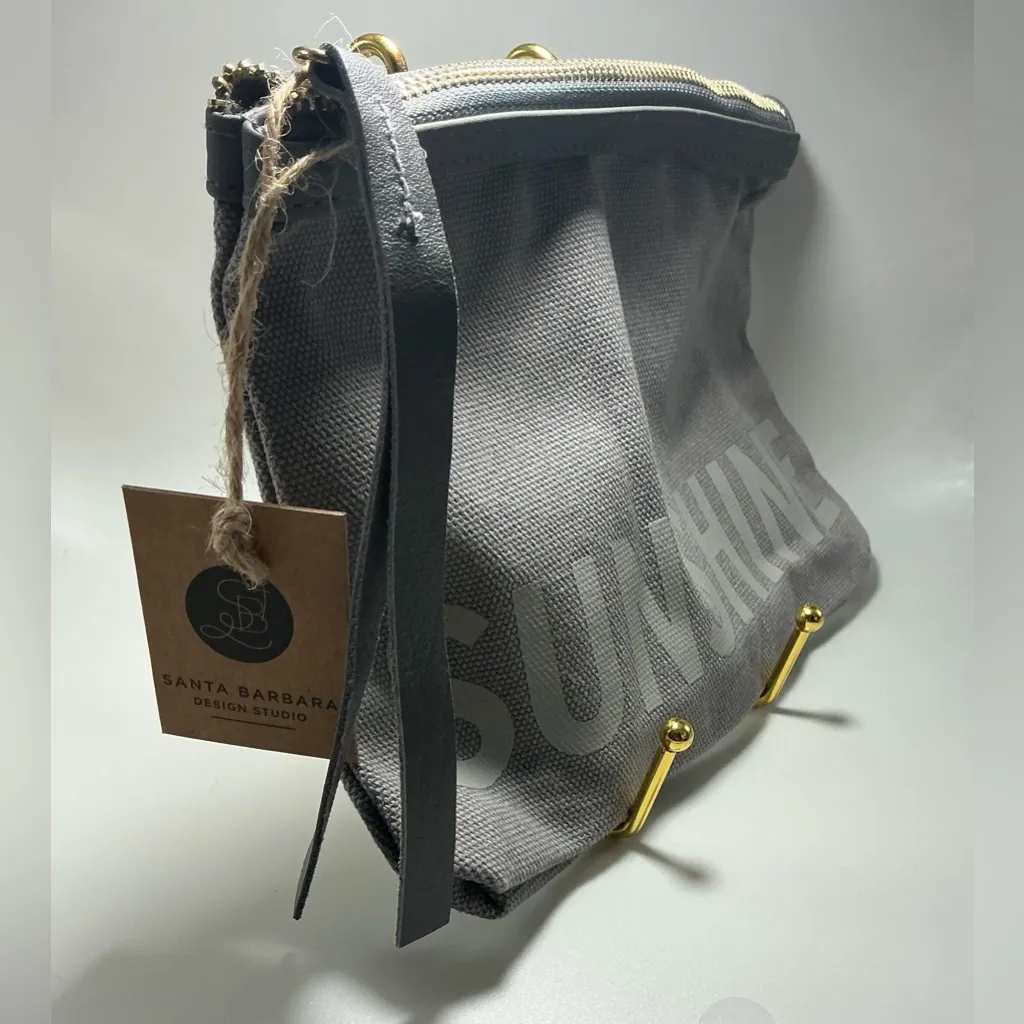 A NWT Rare Santa Barbara Design Studio Sunshine Gray Canvas Zip Bag - Image 3
