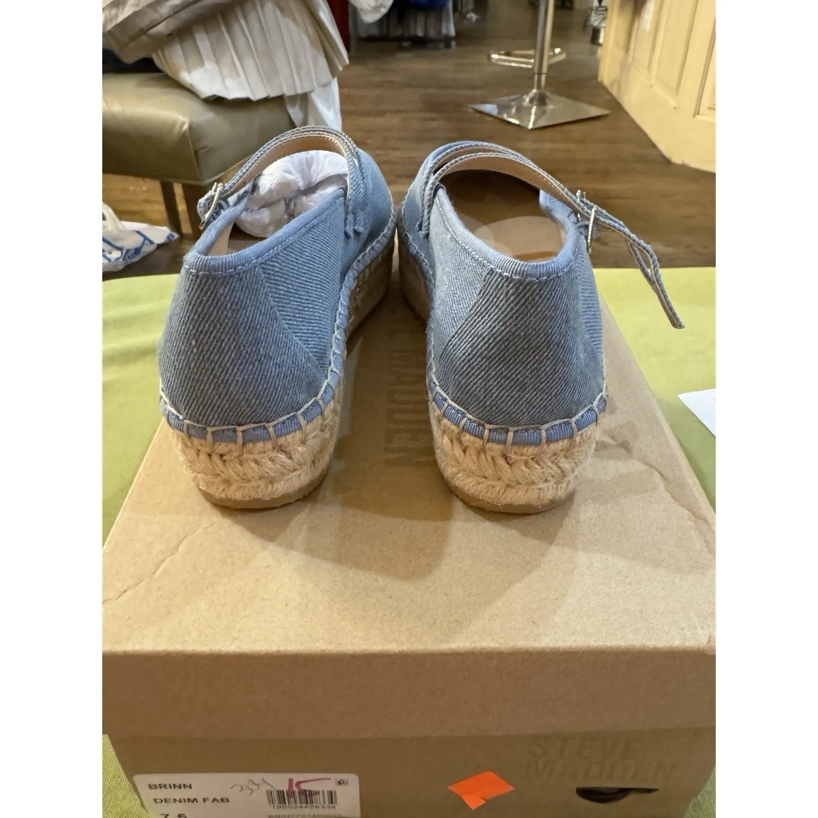 Steve Madden Women's Brinn Mary Jane‎ Platform Espadrille Flats, Denim, Size 7.5 - Image 6