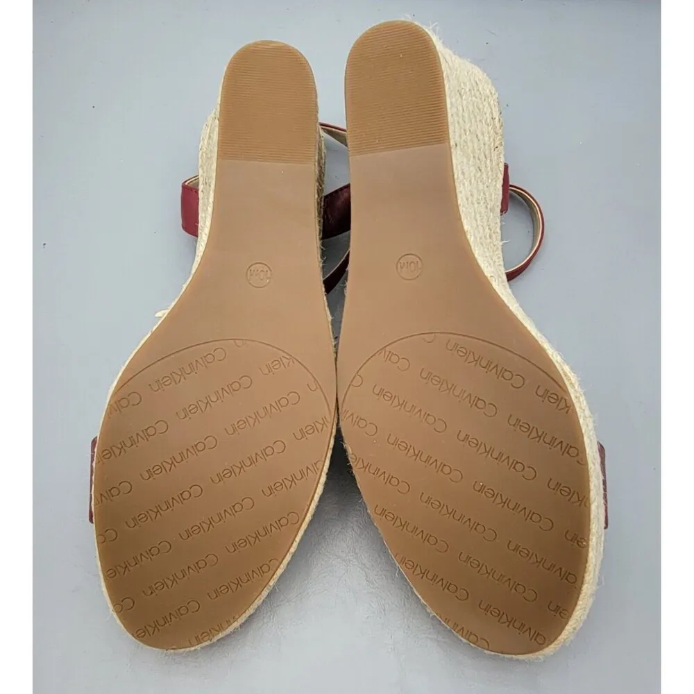 Calvin Klein Women's Hamal Wedge Sandal Cherry Red Size 10 EUC - Image 11