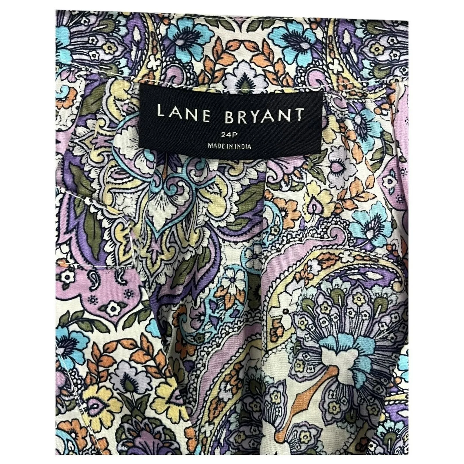 Lane Bryant Dress Womens 24P Purple Midi Geometric Boho Tiered Pockets Peasant - Image 5