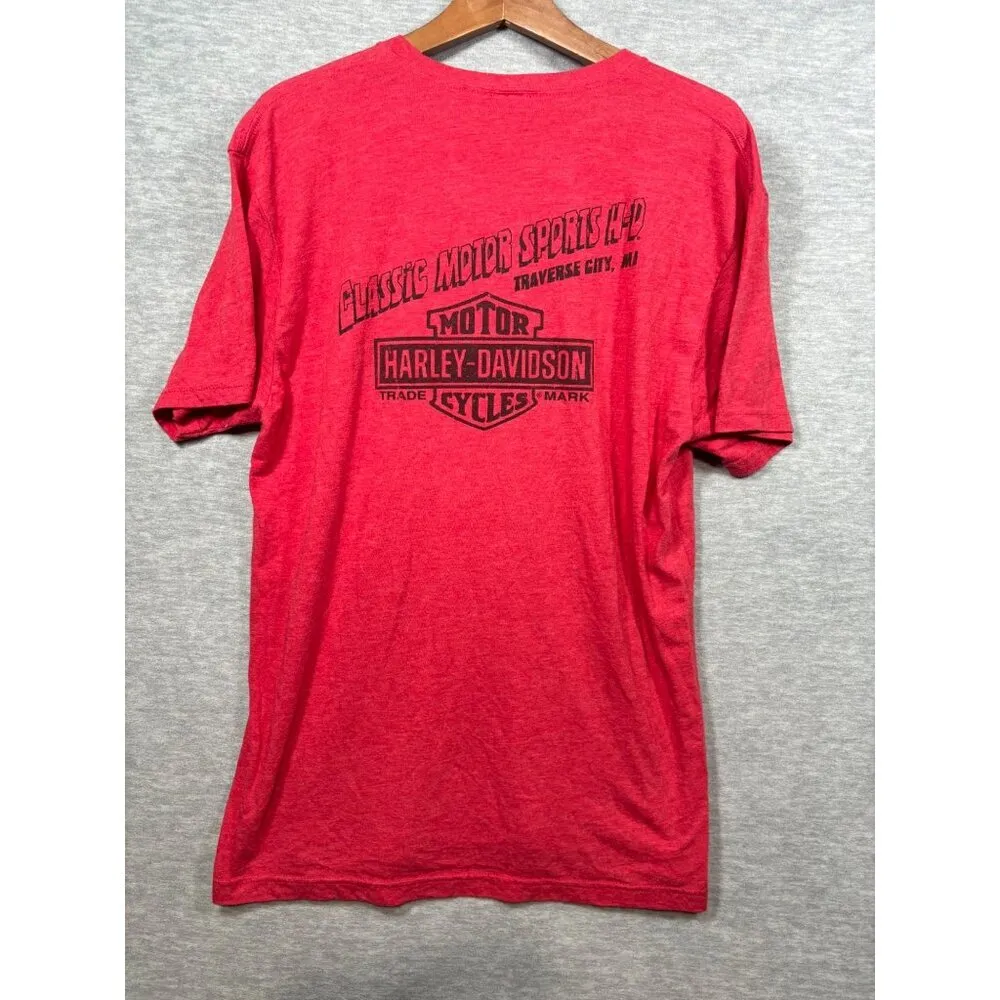 Harley Davidson Red Skull Anchor Graphic T-Shirt XL Traverse‎ City - Image 5