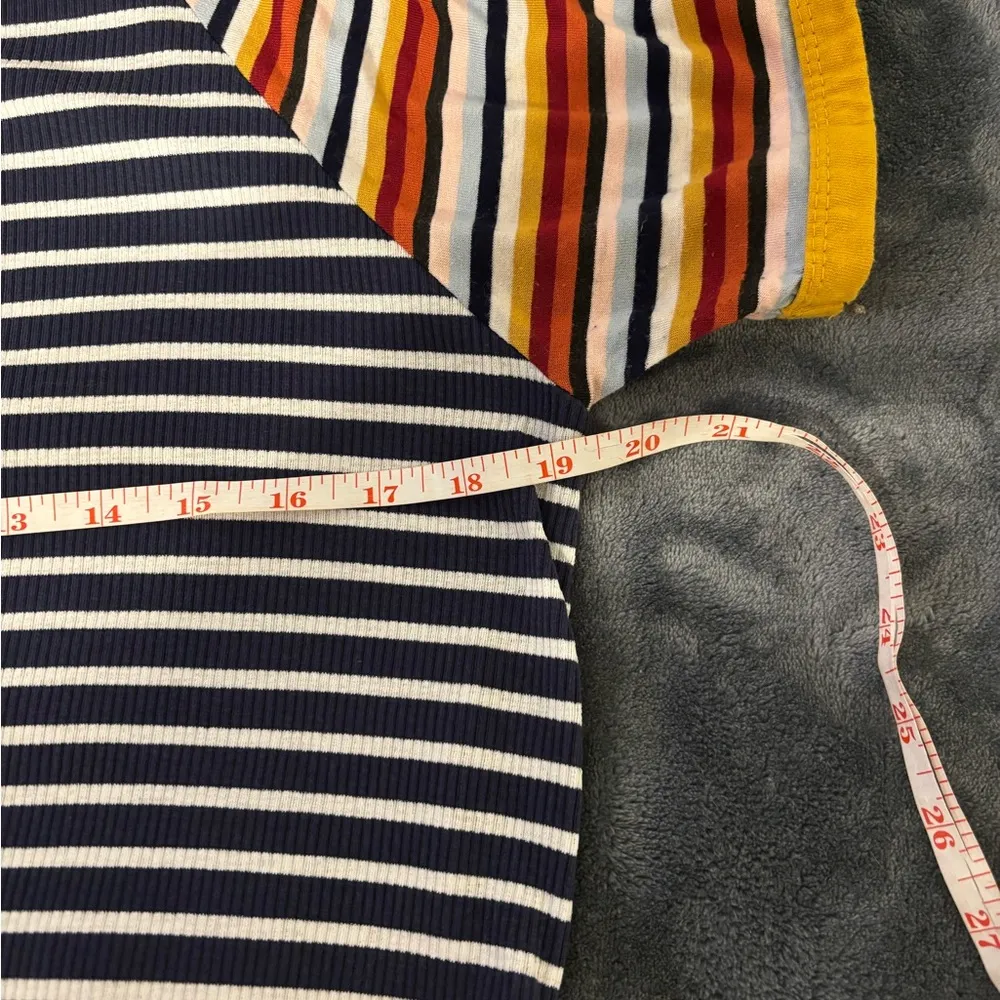Umgee Navy and Yellow Striped Mini Dress - Image 3